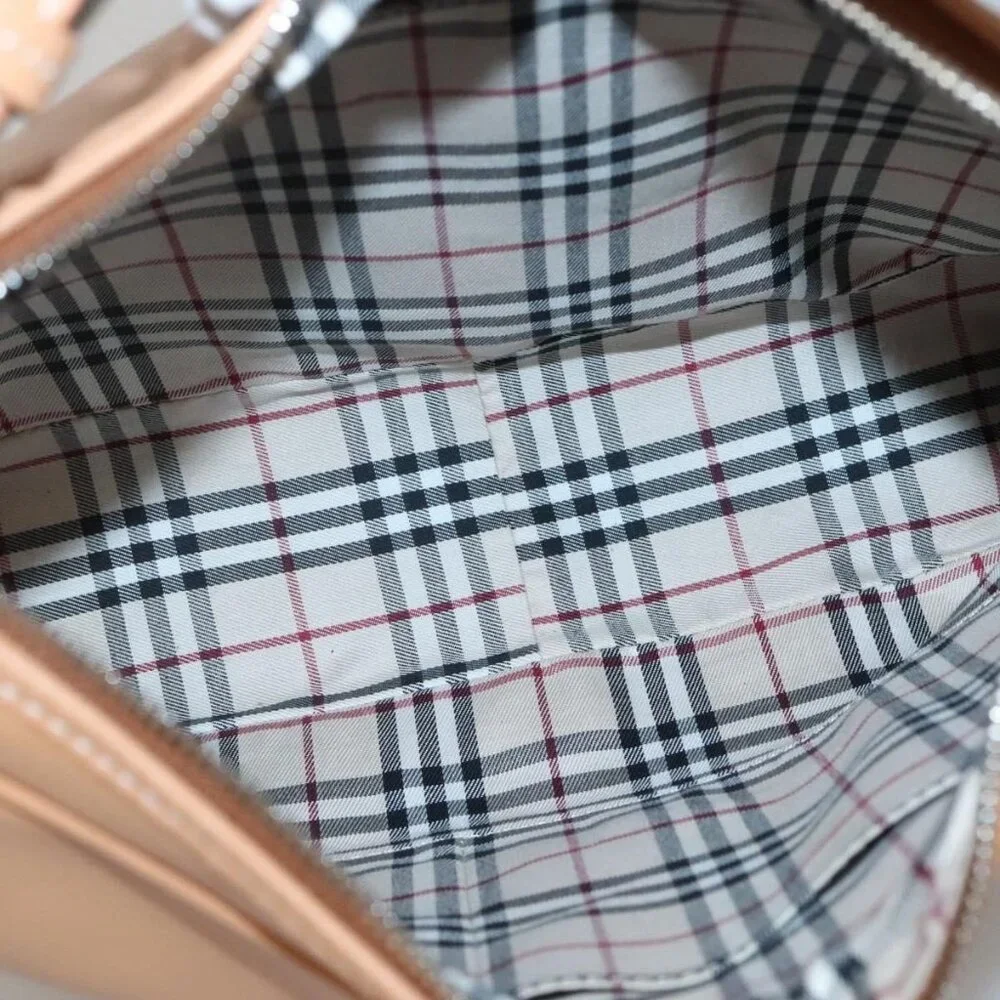 Authentic BURBERRY Shoulder Bag Leather Beige Silver - Picture 4 of 16